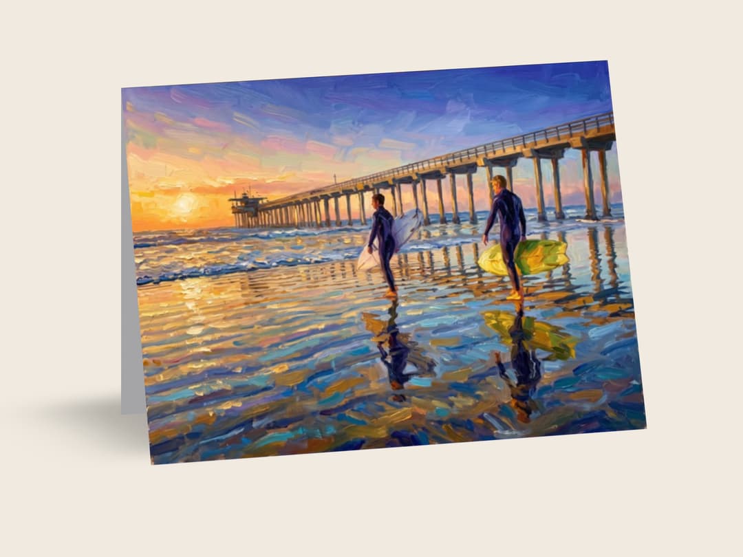 Surfers at the Pier