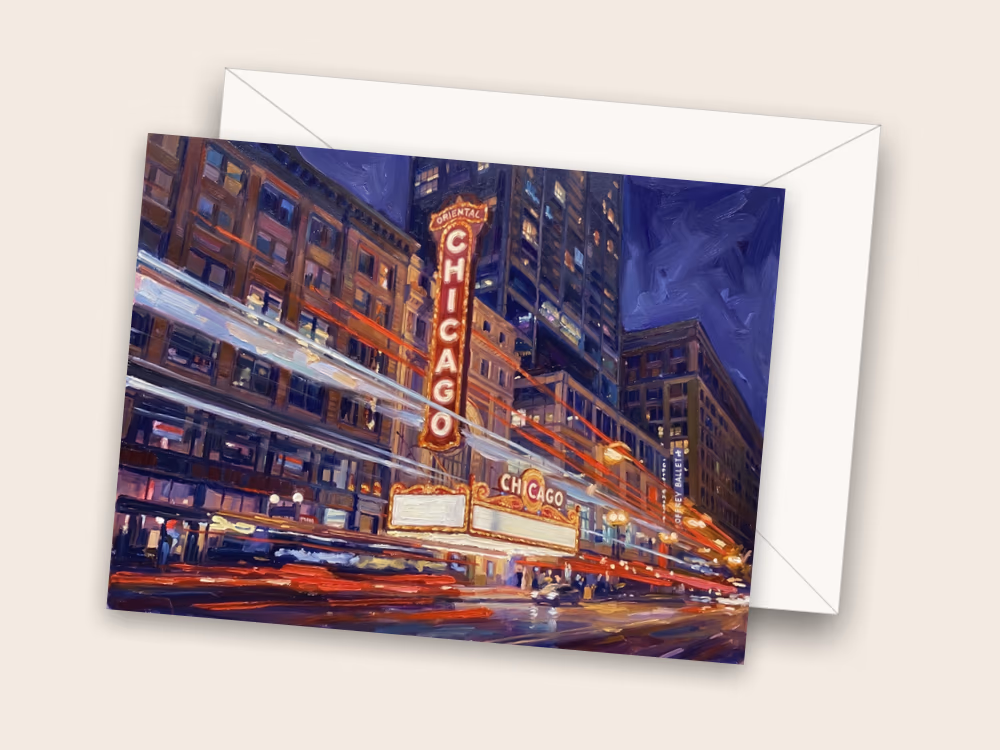 Chicago Theatre at Night — Front w/ Envelope