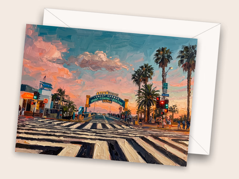 Santa Monica Pier — Los Angeles, CA — Front w/ Envelope
