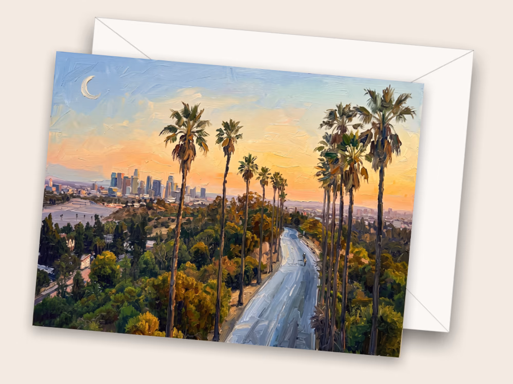 Palms and Skyline — Los Angeles, CA — Front w/ Envelope