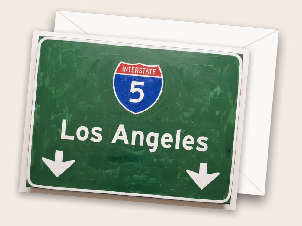 Highway Sign — Los Angeles, CA — Front w/ Envelope