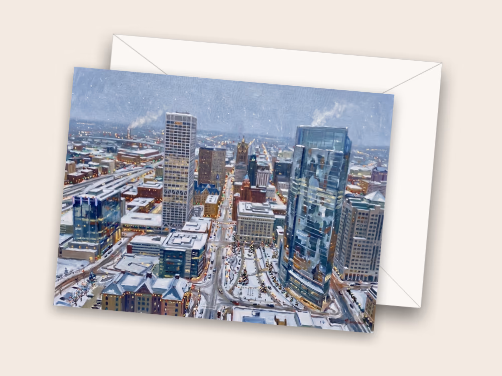 Snowy Night Downtown — Envelope