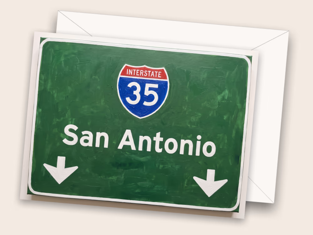Highway Sign — San Antonio, TX — Front w/ Envelope