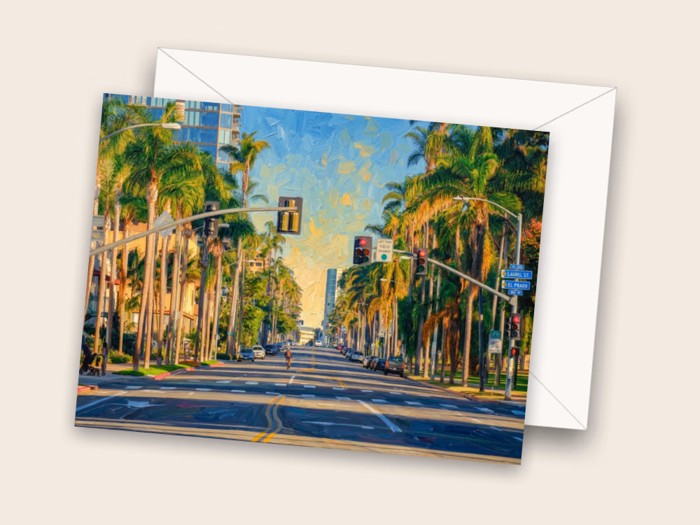 Palm-Lined Boulevard — Front w/ Envelope
